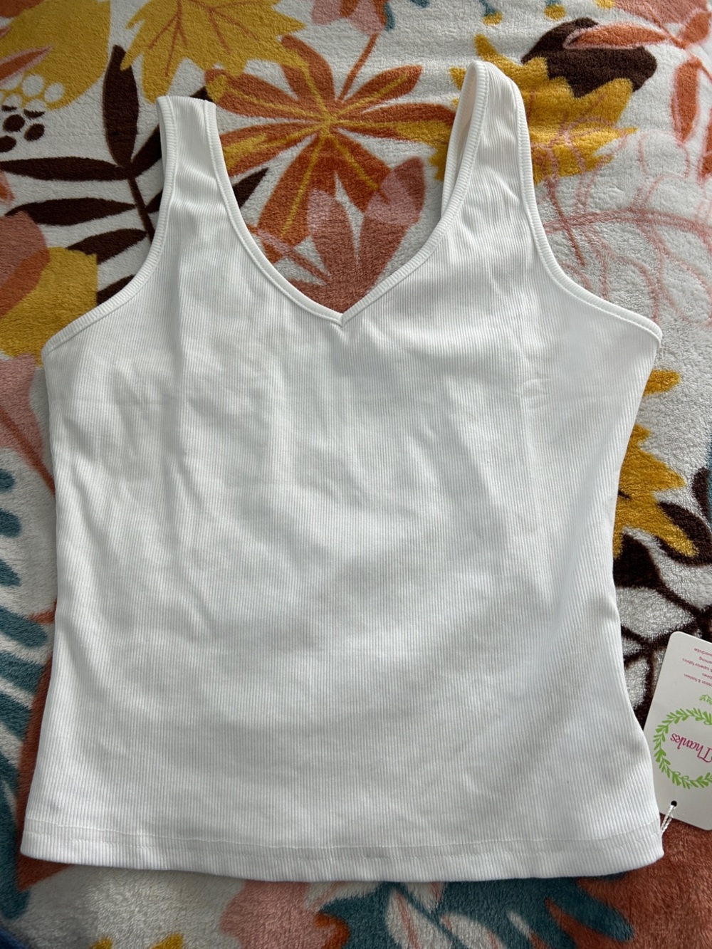 Amazon White Ribbed V-Neck Tank Top
